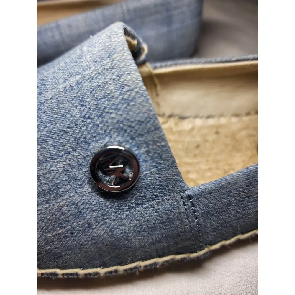 MICHAEL Michael Kors Blue Hastings Denim Espadrilles Slip On Size 6